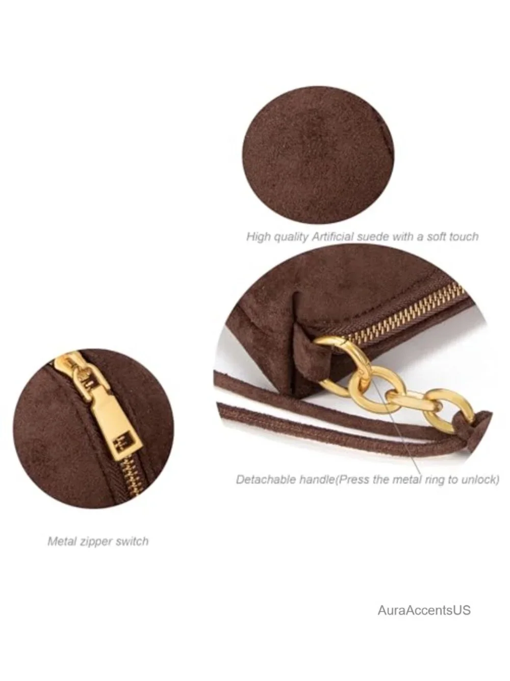 Faux Suede Hobo Shoulder Bag Crossbody with Adjustable Strap